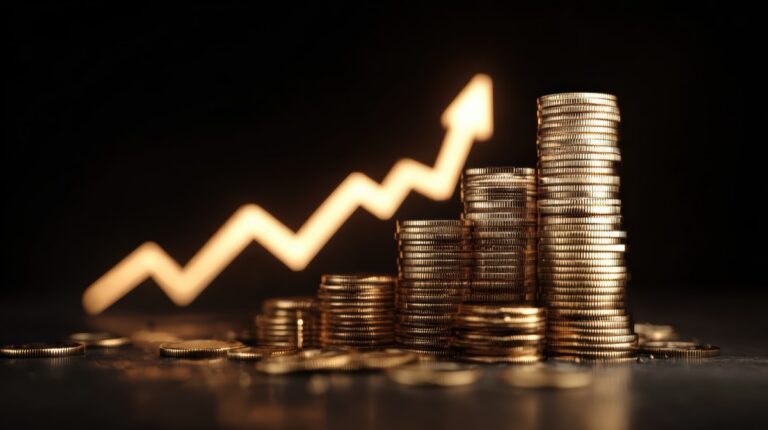 Ilustracao de crescimento financeiro ascendente